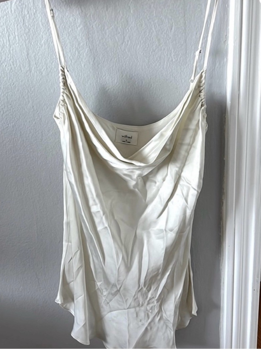 Aritzia Wilfred Cream Satin Cowl Neck Slip Tank